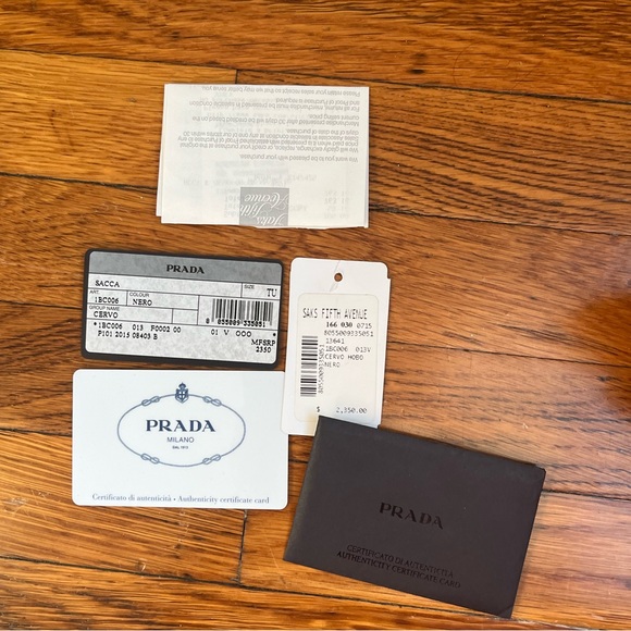 Prada Sacca Nero Bag - Large Black Leather Hobo Bag WITH AUTHENTICITY CARD - Picture 13 of 13